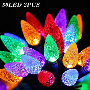 

Christmas Lights Strawberry Multicolor Fairy Lamp Outdoor 50 LED String Lights Patio Garden Light Pathway Yard Gate Decoratio