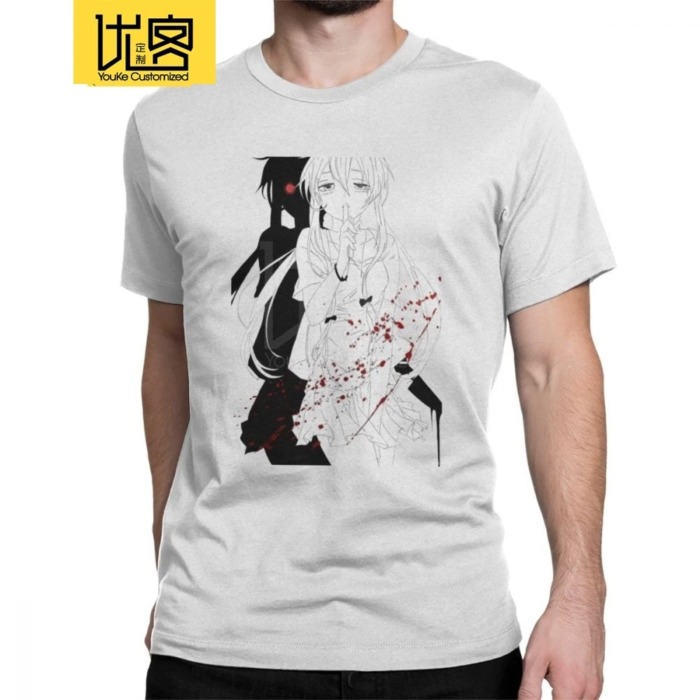 

Yuno Gasai Mirai Nikki T-Shirts Men Pure Cotton T Shirts Anime Manga Future Dairy Japanese Yandere Short Sleeve Tee Shirt