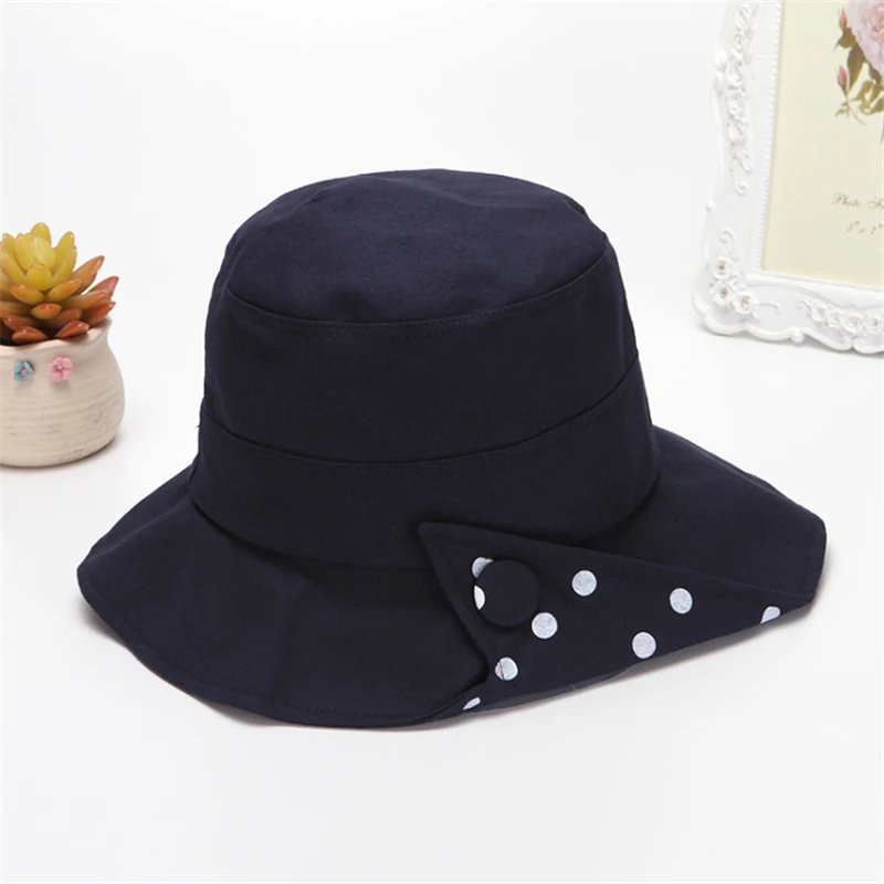navy blue Тренд дикая шляпа Женская Весенняя и летняя солнцезащитная Кепка дорожная Складная Рыбацкая шляпа женская - Цвет: navy blue