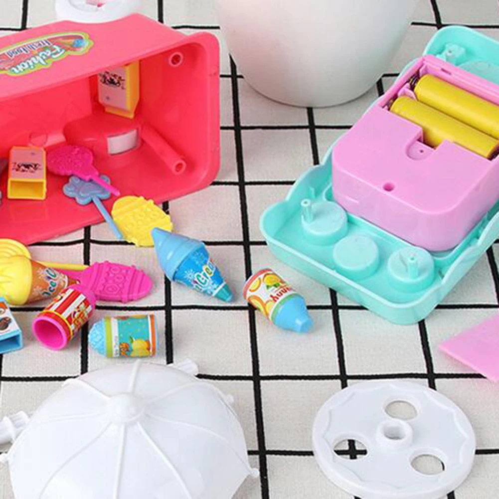 Mini Ice Cream Candy Cart Trolley Kit with Light Music Pretend Play Kids Toy Kid Gift New