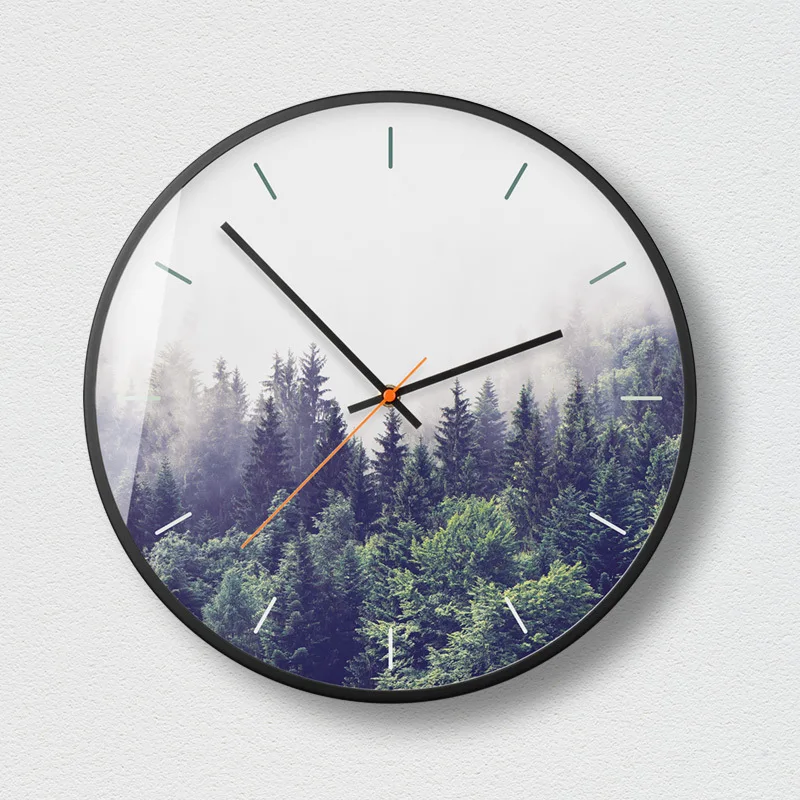 

Natural Scenery Landscape Wall Clock Exquisite Wall Clock Living Room Study Bedroom Office Decorative Painting Quartz Clock