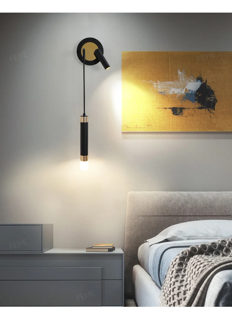 Minimalist Creative Luxury Bedroom bedside wall lamp with spotlight ...