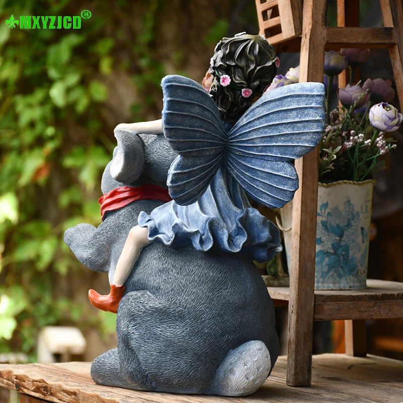 Цветочная фея украшение из смолы садовое моделирование кролика ангел эльф