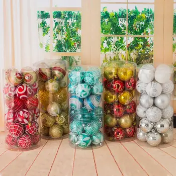 

24Pcs 6cm Shatterproof Christmas Ball Ornament Xmas Tree Showcase Party Decor Ball Design Bright Color Hanging Tree Decoration