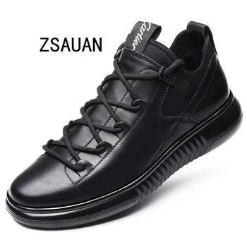 

ZSAUAN New Arrival Men Fashion Elevator Shoes Trending Winter Warm Plush Sneakers Black Leather Non-slip Outdoor Casual Shoes