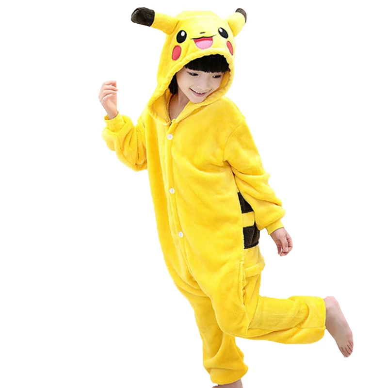 Pikachu 32 кигуруми новых детей животных пижамы комплект мальчиков девочек единорог тигр пегас косплей зима с капюшоном дети пижамы Onesie фланелевые пижамы для девочек мальчиков пикачу одежда детские пижамы домашняя одежда - Цвет: Pikachu