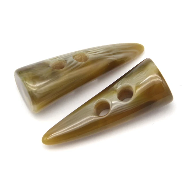 40mm 50mm Large  Horn Toggle Resin Buttons For Clothing Women Coat Jacket Blazer Overcoat Winter Decorative DIY Crafts Wholesale Green Pattern