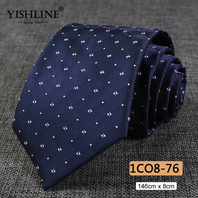 1CO8-76 YISHLINE, распродажа, 8 см, мужские галстуки, классический галстук, синий, для мужчин, в полоску, в клетку, серый, розовый, деловой галстук для жениха, свадебные аксессуары - Цвет: 1CO8-76