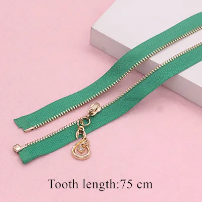 2pcs 3# 50/55/65/70/75cm Open-end Auto Lock Metal Copper Zipper for Sewing Bag Clothes Coat Zippers Garment Zippers Accessories - Color: 16