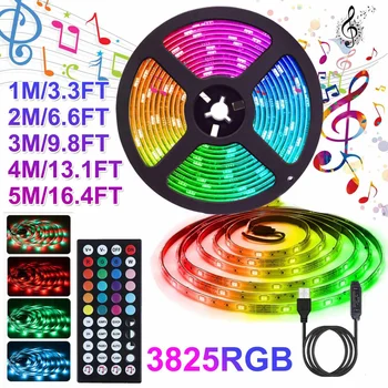 

1/2/3/4/5M RGB LED Strip Lights 3528 SMD Flexible Ribbon Music Sync RGB LED Light Lamp Tape Diode With Controller Home Car Decor