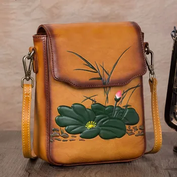 

Retro Leather Women's Shoulder Messenger Bag Female Mini Small Bag Phone Crossbody Bags First Layer Cowhide 2020 New Style Soft