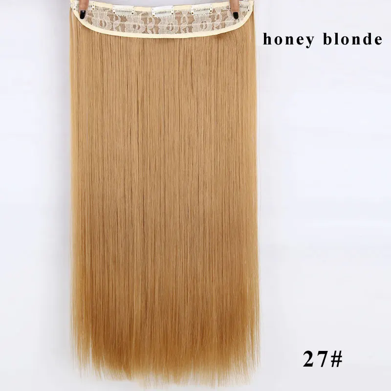 AISI BEAUTY, Длинные прямые синтетические волосы для наращивания, 5 зажимов, цельные шиньоны, высокая температура, черный блонд, для женщин - Цвет: D1012-27