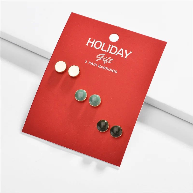 3 пар/компл. ZWPON мини Натуральный Камень Точка серьги нигерийском стиле для Для женщин Модные металлические слон серьги рождественские карточная игра подарки