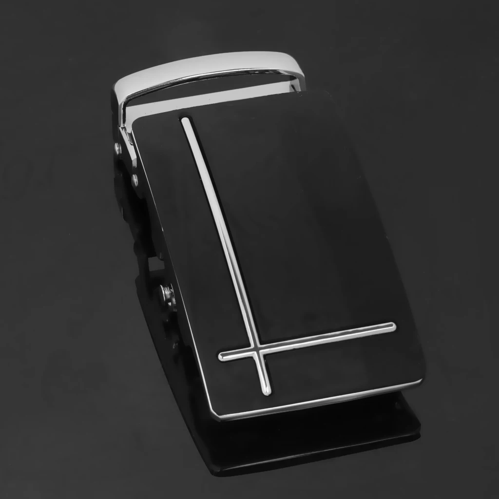 2x Mens Fashion and Durable Belt Buckle Automatic Slide Click Buckle Ratchet Belt Buckle, for Black Leather Belt