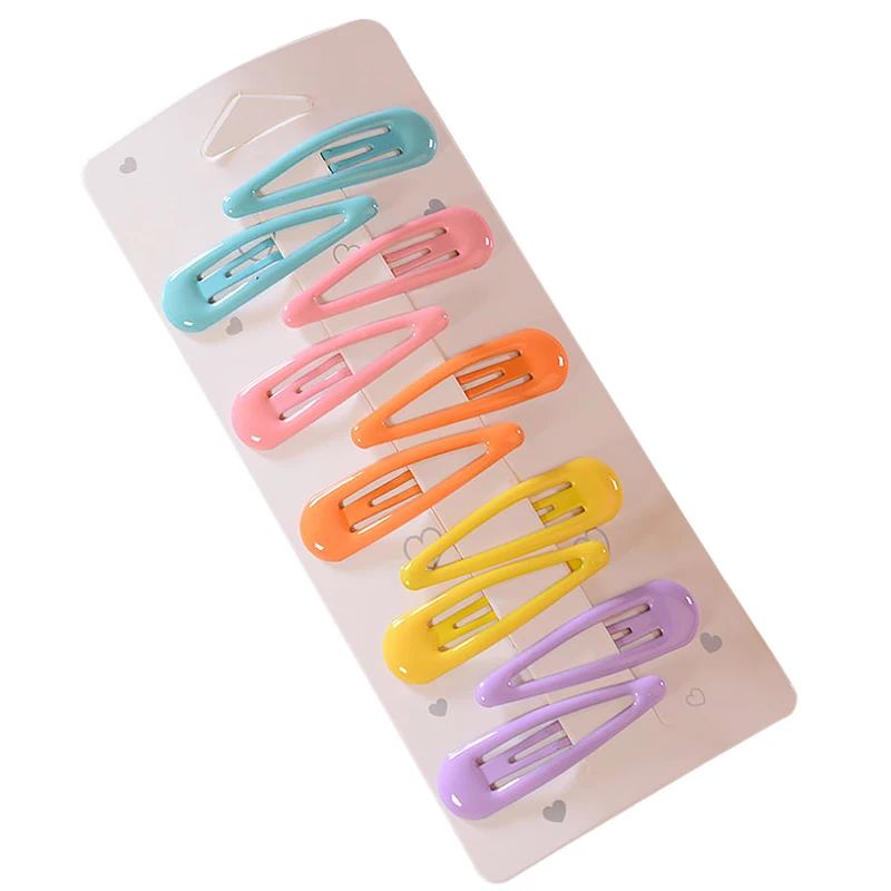 10 pcs New Cute Metal Printing Candy Color Baby Girls Hair Clips Kids Headwear Children Accessories Toddler Girls Hairpins Clips - Цвет: 4