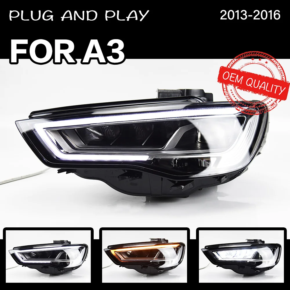Off Akd車スタイリングアウディa3 用ledヘッドランプledヘッドライト 13 16 フルled Hidバイled レンズ低ビーム