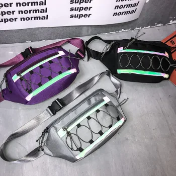 

2020 male luminous chest bag ins super fire shoulder bag hip-hop waist bag female personality student reflective crossbody bag