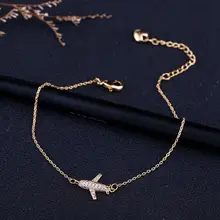 Новая мода кубический циркон Кристалл летательный аппарат самолет Шарм браслет цепь для женщин девочек Золото Серебро Цвет