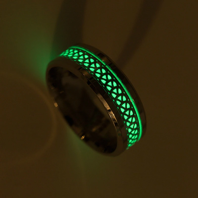 

Irregularity Pattern Glow in the Dark Stainless Steel Ring 2019 Hot Sale Luminous Ring Gold/Silver Fashion Jewelry for Man Women