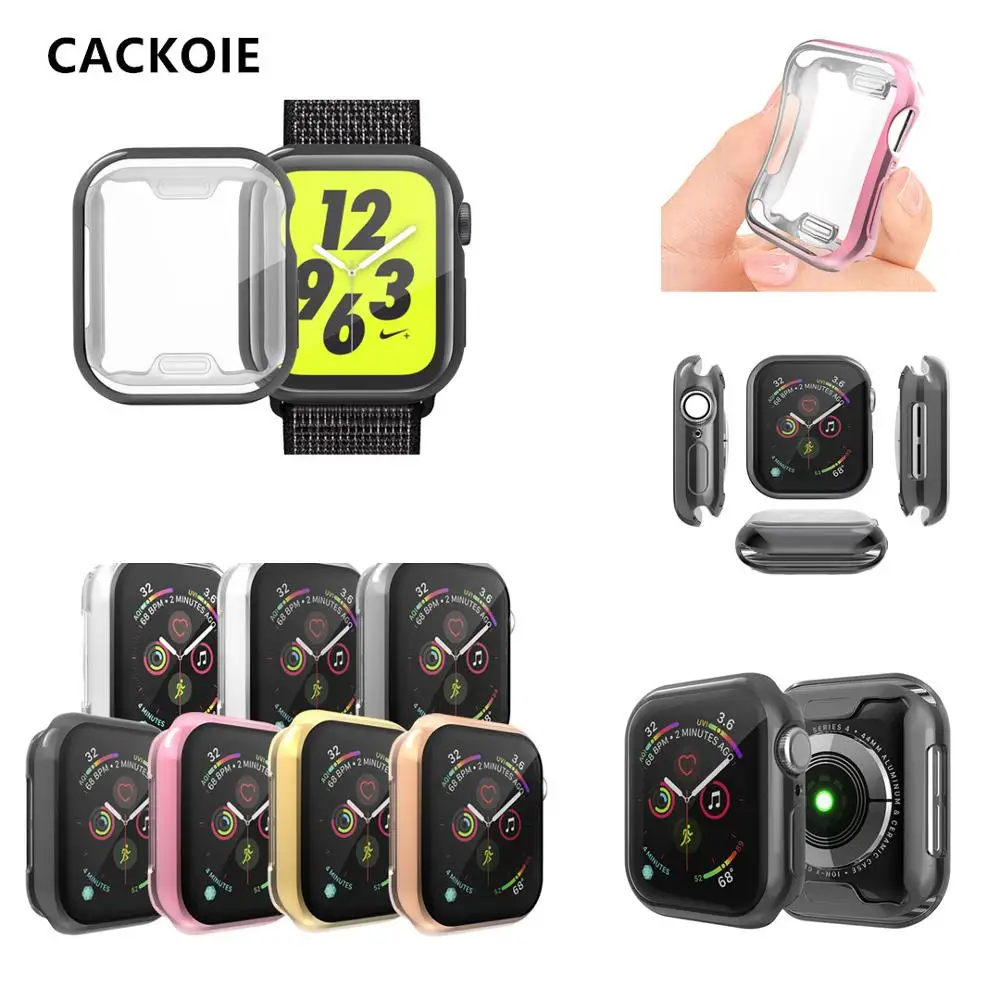 CACKOIE для Apple Watch Series 5 4 3 2 1 ультра-тонкий ТПУ полный Чехол 42 мм 38 м 40 мм 44 мм iWatch 5 4 44 мм 40 мм чехол Аксессуары