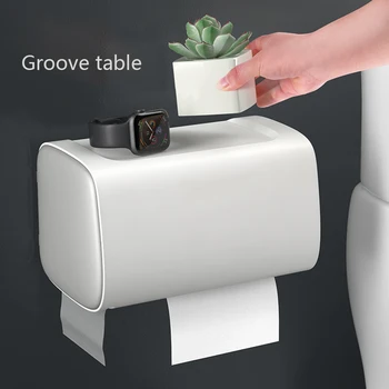 

Waterproof Wall Mount Toilet Paper Holder Shelf Toilet Adjustable Paper Tray Roll Paper Tube Storage Box Bathroom Creative Tray