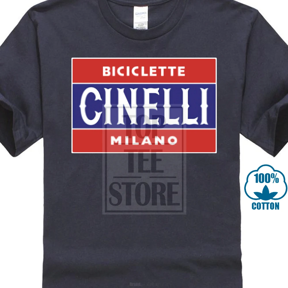 Новая крутая велосипедная Ретро Biciclette Cinelli Milano Мужская Черная Футболка размер S 4Xl 016820 - Цвет: Тёмно-синий