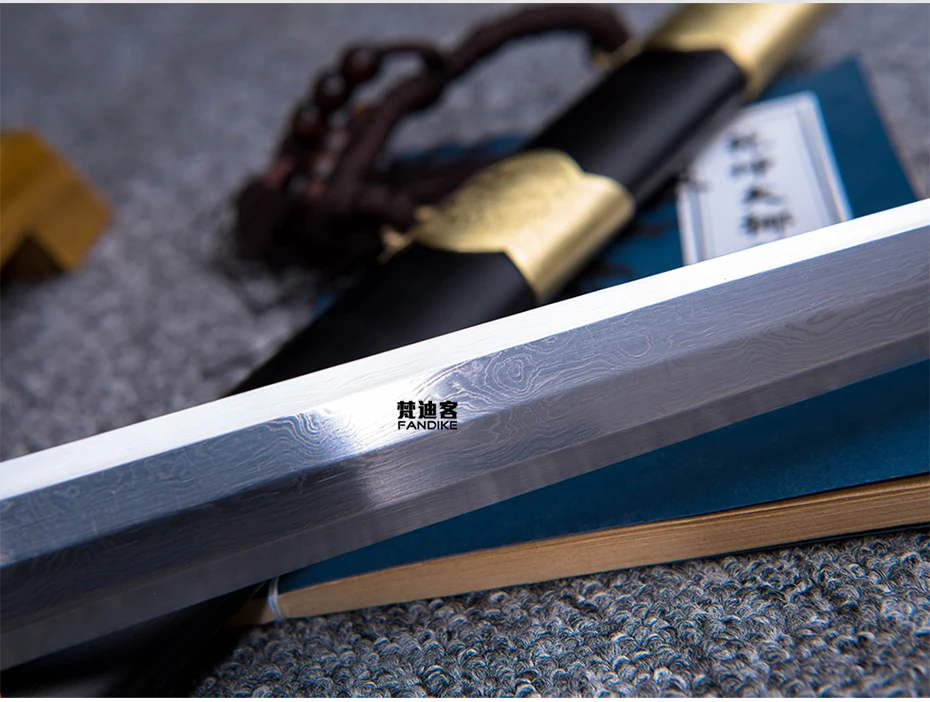 Handmade folded steel short straight chinese sword Manual copper clad Carving Eight sides sword sharp knife
