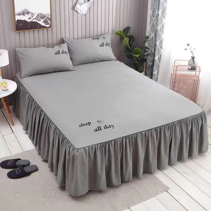 WOSTAR Nordic solid bed sheet cover bedspread summer soft comfort bedding set luxury home textiles single double queen king size 3