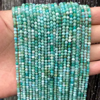 

Factory Price Natural Small Size Gemstone Beads 3mm Amazonite Facted Round Stone Beads wholesale 5 Strands Of Beads As a unit