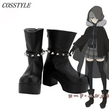

Lord El-Melloi II Case Files Cosplay Gray Shoes Hight Heel Women Fashion Rivet Black Short Boots Zipper Shoes for Adult Girls