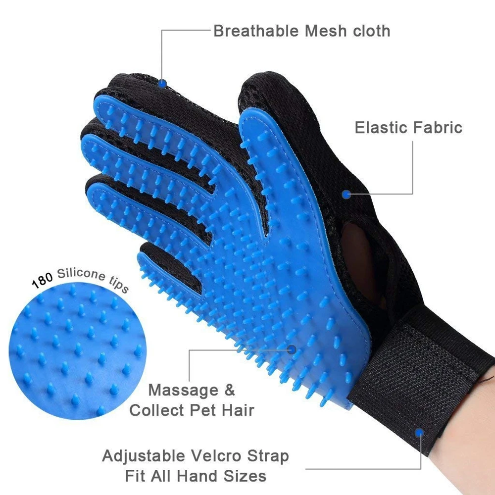 Домашнее животное кошка Уход за лошадьми Deshedding кисть перчатки для животных Собака нежный эффективный массаж спины мех стиральная купальная щетка гребень