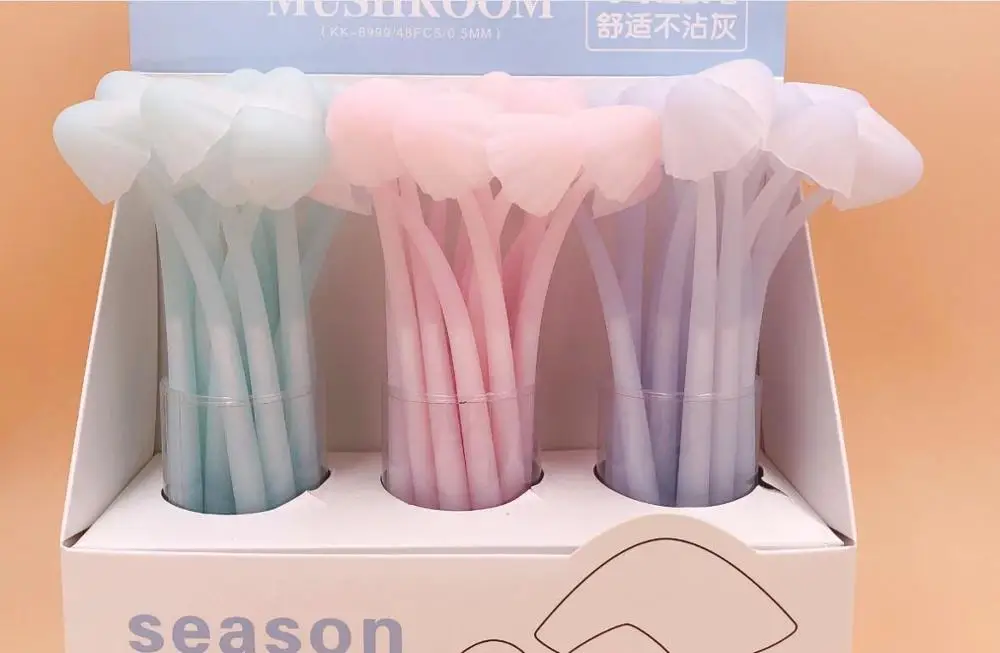 creative color mushroom gel pen cute cartoon neutral pen student prize pen office black writing pen promotion gift pen 48pc/lot
