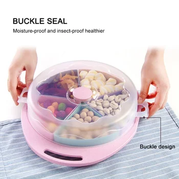 

Plastic Snacks Boxes With Clear Lid Removable 5 Compartments Candy Treats Serving Tray Organizer Dispenser Container