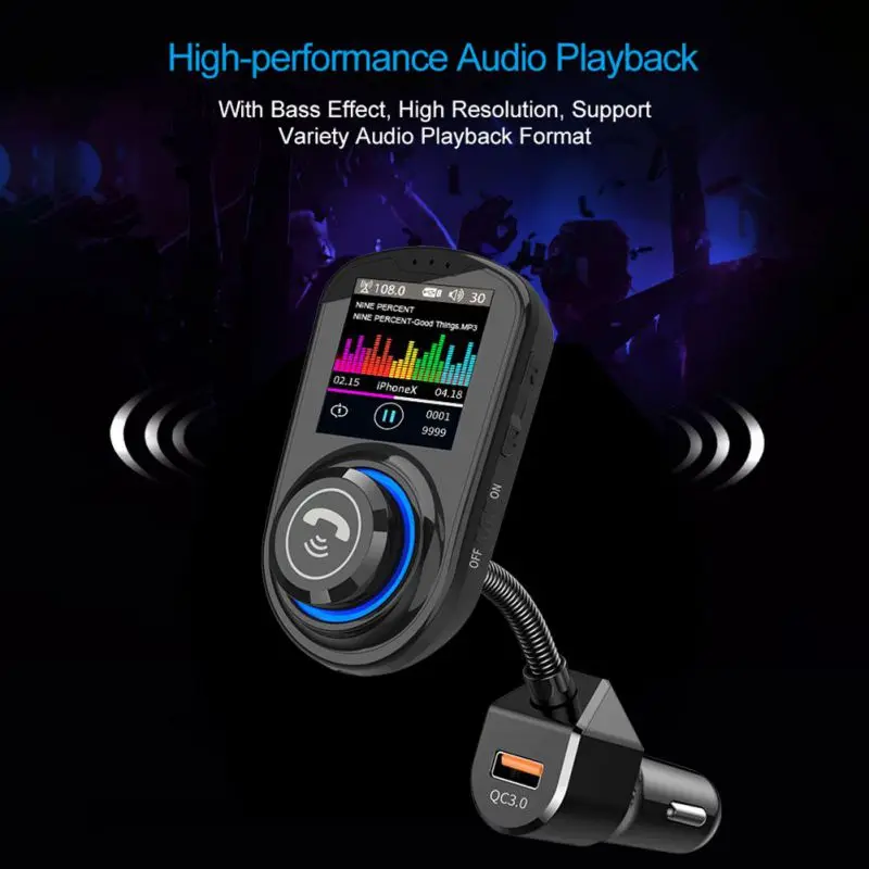 Горячая Qc3.0 1,8 дюймовый цветной экран автомобильный беспроводной Mp3 Автомобильный цветной экран Hd Mp3 Автомобильная Быстрая зарядка без рук