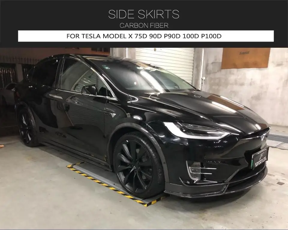 Автомобильные боковые юбки из углеродного волокна фартук для Tesla модель X Седан 4 двери P90D 90D P100D 75D- защита двери подбородок