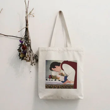 

New 2019 Cartoon Prince Princess Dark Spoof Print Shoulder Canvas Bags Punk Aesthetic Backpack Harajuku Handbag Wallet Women Bag