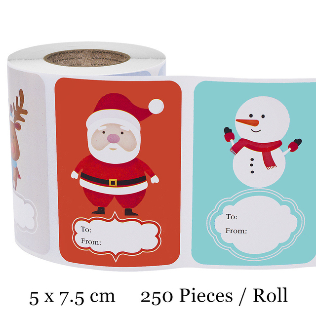 6 Designs Adhesive Christmas Gift Name Tags Xmas Stickers Present Sealing Labels Christmas Decals Gift Package Decor