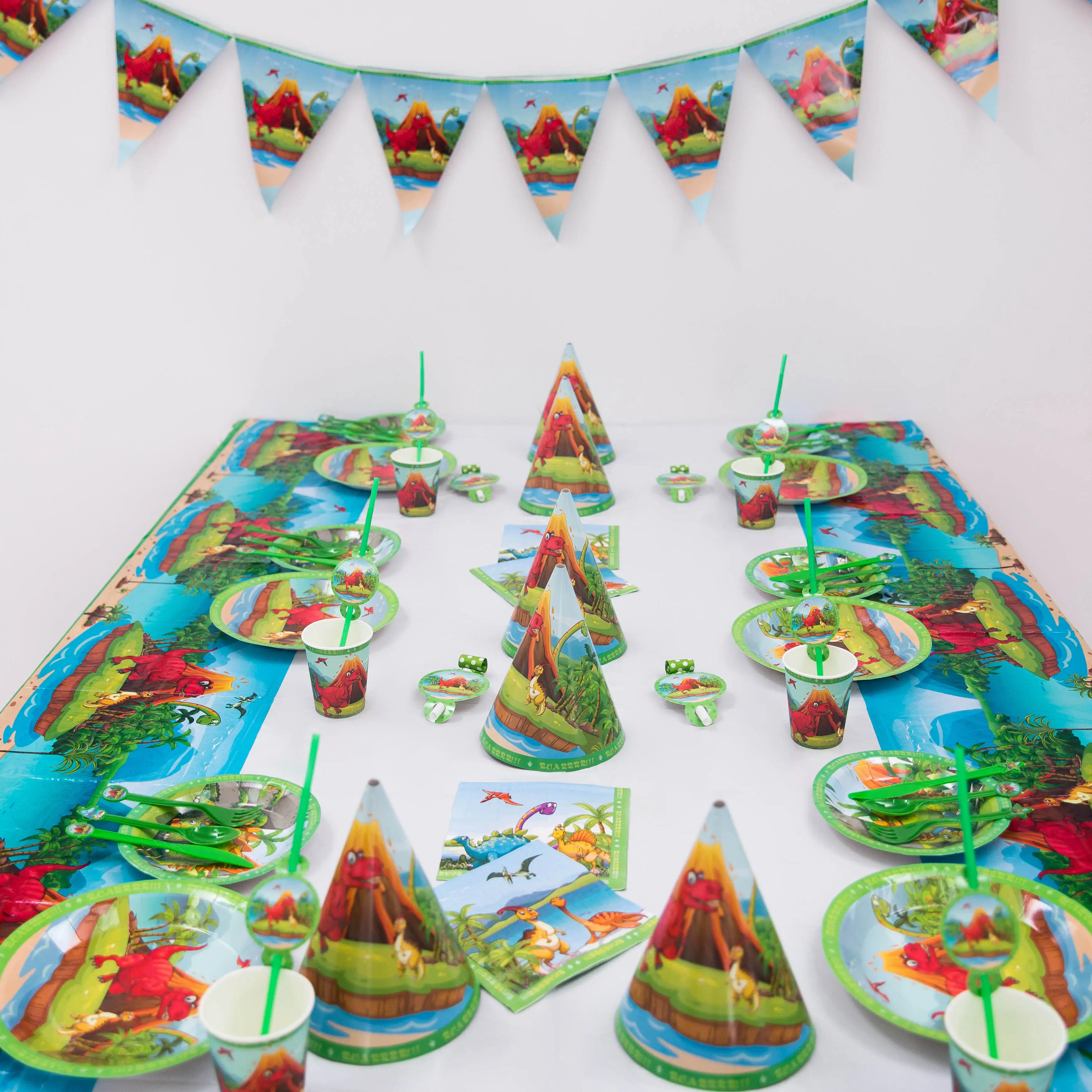 Большой динозавр тематическая вечеринка на день рождения принадлежности Детские вечерние динозавры из мультфильма вечерние игрушки, столовая посуда вечерние композиции
