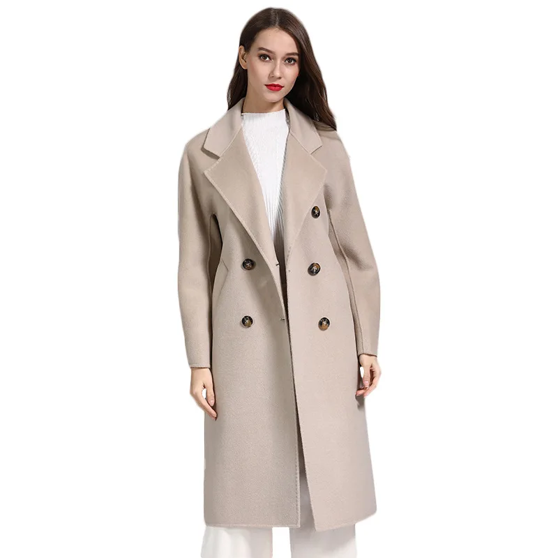 

Real cashmere coat girl 2021Big hat spring and autumn winter new Korean version woolen overcoat Women's mid long woolen coat