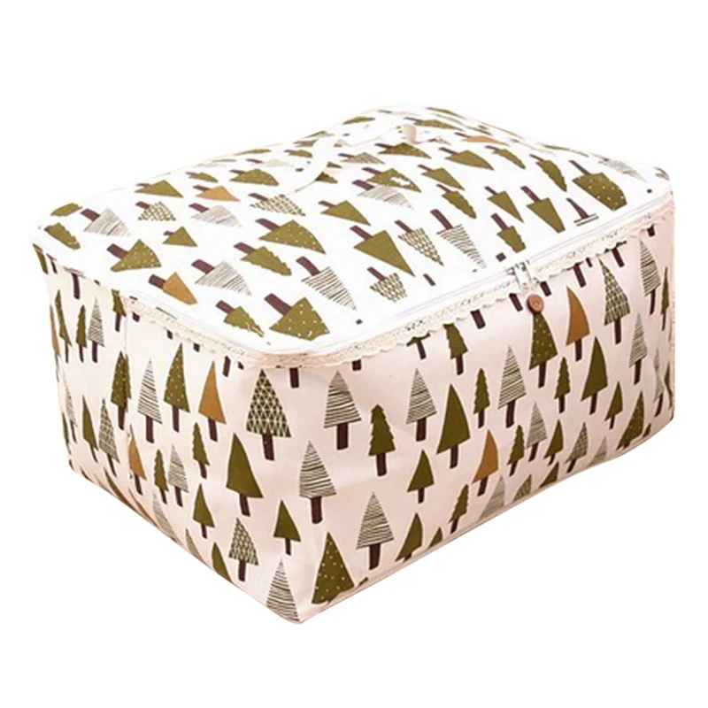 

Zips Blanket Storage Bag Breathable Cotton Linen Storage Bag With Handles Clothes Storage Box