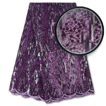 

Bestway new african lace fabric 2020 high quality party nigerian female sequins GREEN embroidery 5yards french tulle lace fabric