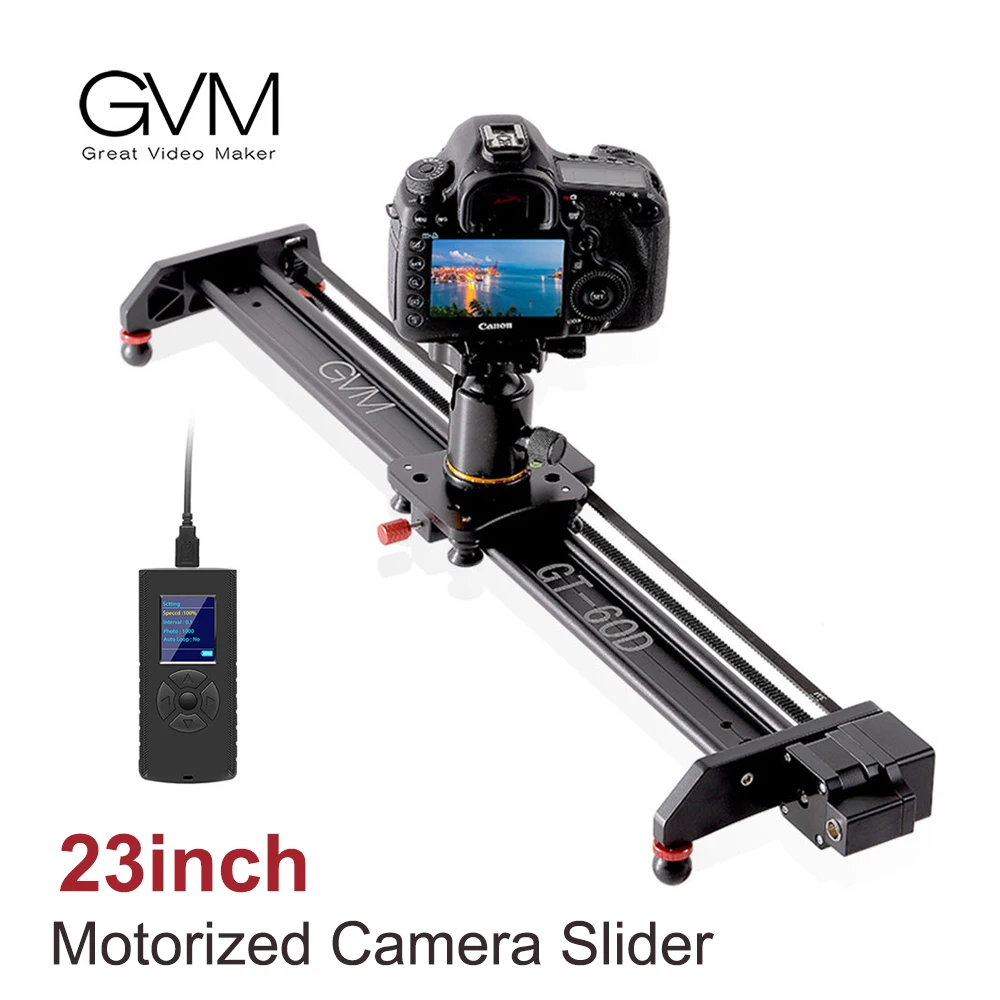 GVMProfessionalCameraSliderAluminumAlloy23inchMotorizedSlider