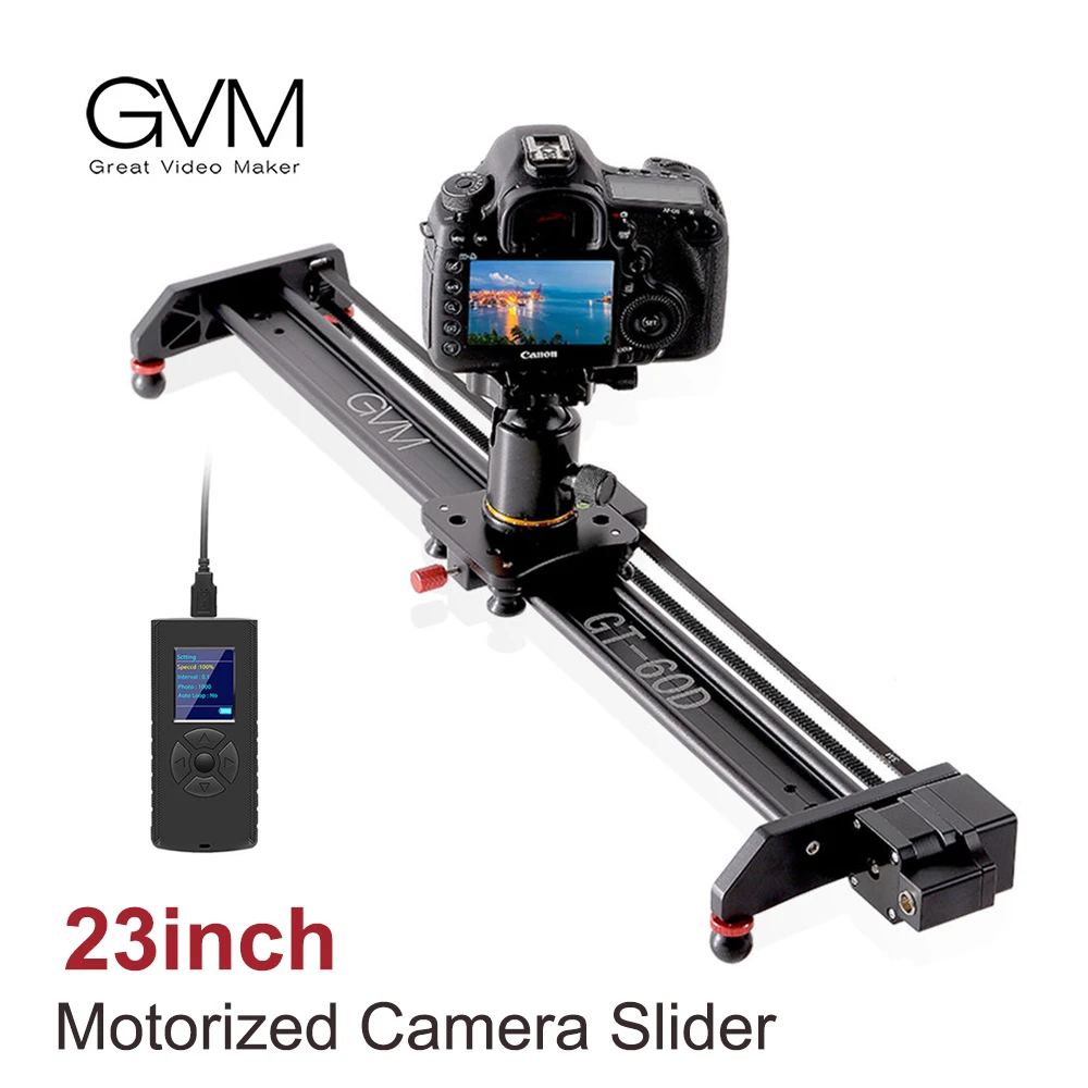 Gvm Professional Camera Slider Aluminum Alloy 23inch Motorized Slider