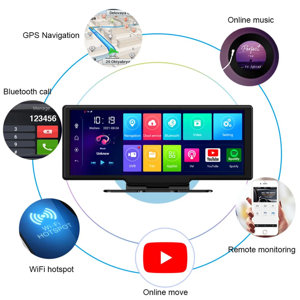 Зеркало-видеорегистратор 10.26 дюймов Android 8 1 GPS Wi-Fi FHD1080P | Автомобили и мотоциклы