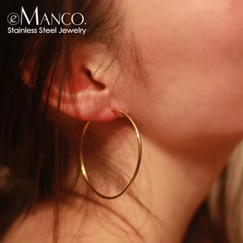 

eManco 316L Stainless Steel Earrings for women Thin Big Hoop Earrings Trendy Large Round Earrings Gifts for women