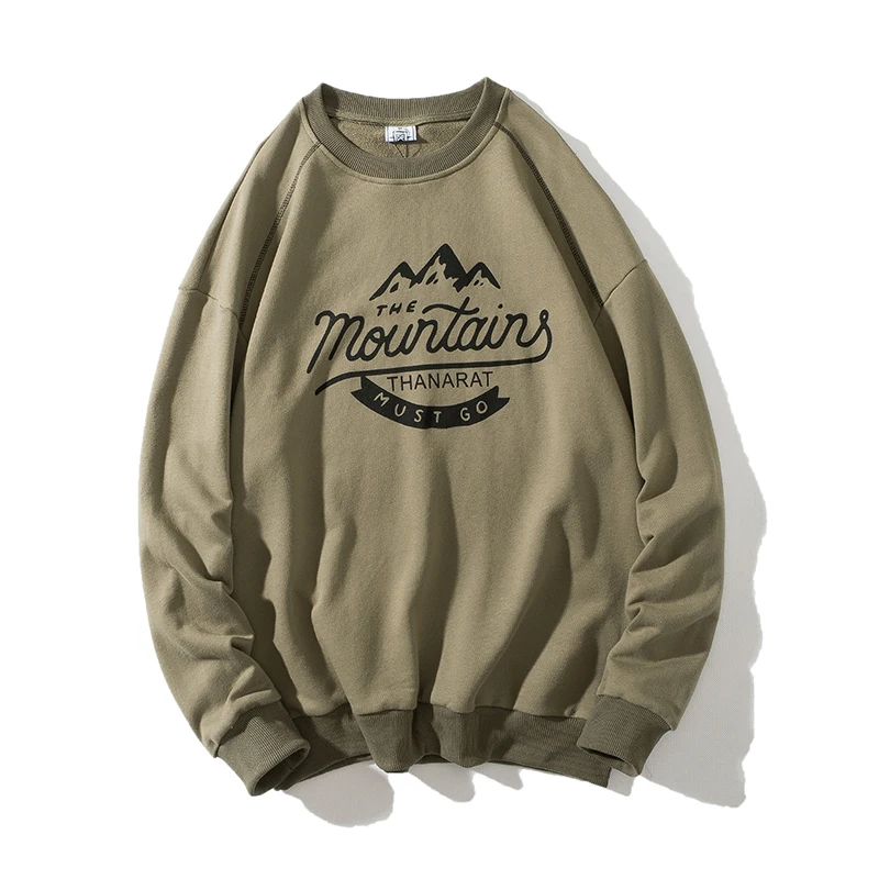 

2019 Men's Spring New Casual Pattern Letter Printing Long-sleeved Round Neck Hoodies Loose Temperament Tide Cotton Harajuku