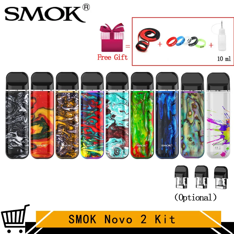 

In Stock SMOK pod starter kit novo 2 kit vape pen kit mesh pod with 800mAh built-in battery 2ml capacity pod system kit