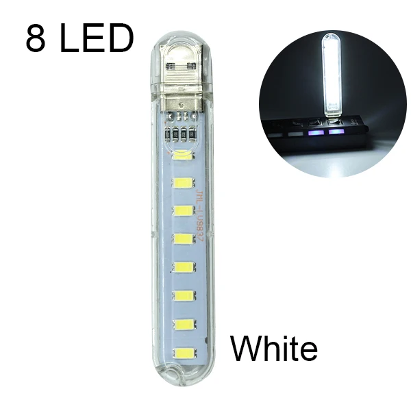 8led white Мини Портативная светодиодная USB 5 в 3 8 12 24 светодиодный светильник SMD 5730 настольная лампа книга фонарик ночник для внешнего аккумулятора ноутбука кемпинг - Испускаемый цвет: 8led white