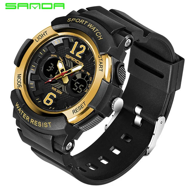 Black Gold SANDA Топ белые женские спортивные часы женские водонепроницаемые женские желеобразные часы Rosegold для плавания reloj mujer relogio feminino - Цвет: Black Gold
