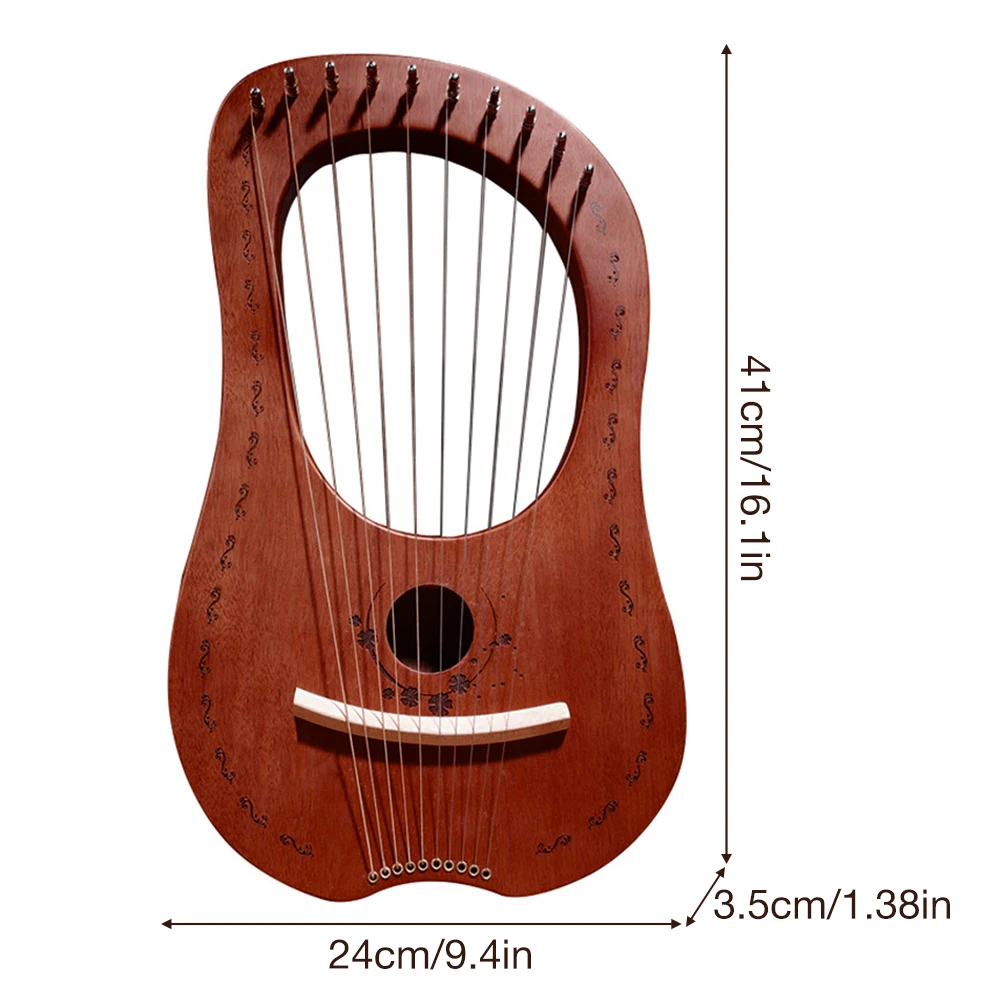 Lyre harp 10 металлическая струнная арфа из красного дерева портативная маленькая арфа с прочными стальными струнами лесенка из дерева и веревки музыкальный инструмент
